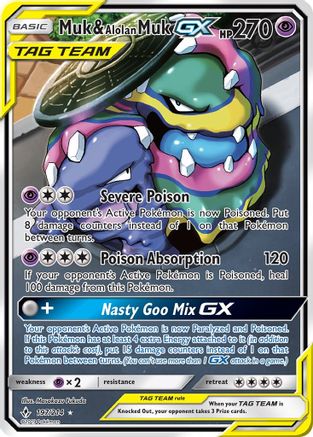 Muk & Alolan Muk GX (197) (Full Art) 197  - Holofoil SM  Unbroken Bonds - Ultra Rare