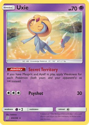 Uxie 083/236  - Holofoil SM  Unified Minds - Holo Rare