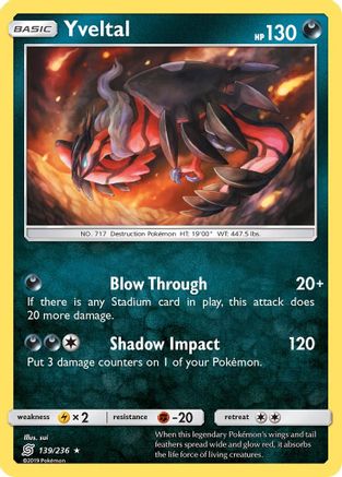 Yveltal 139/236  - Reverse Holofoil SM  Unified Minds - Holo Rare