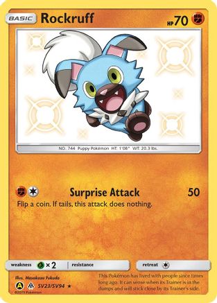 Rockruff SV23/SV94  - Holofoil Hidden Fates Shiny Vault - Shiny Holo Rare