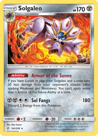 Solgaleo 142/236  - Holofoil SM  Cosmic Eclipse - Holo Rare