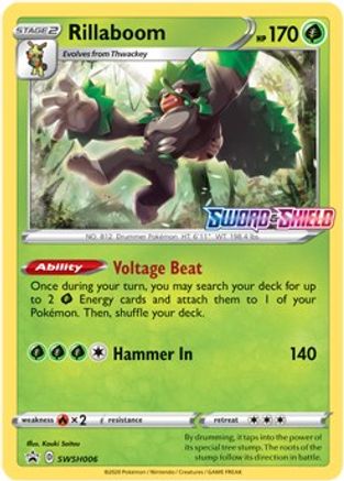 Rillaboom SWSH006  - Holofoil SWSH Sword & Shield Promo Cards - Promo