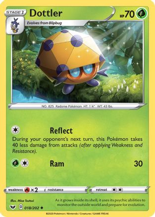 Dottler 018/202  - Reverse Holofoil SWSH01 Sword & Shield Base Set - Uncommon