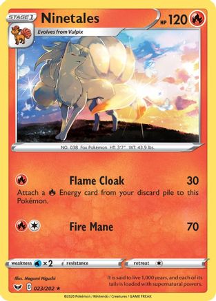 Ninetales 023/202  - Reverse Holofoil SWSH01 Sword & Shield Base Set - Rare