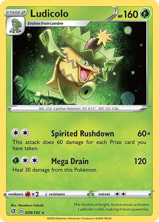Ludicolo 009/192  - Reverse Holofoil SWSH02 Rebel Clash - Rare