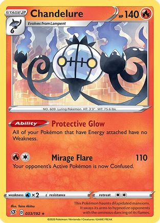 Chandelure 033/192  - Reverse Holofoil SWSH02 Rebel Clash - Holo Rare