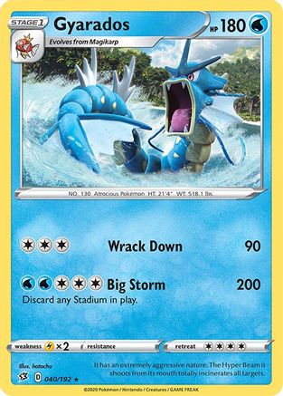Gyarados 040/192  - Reverse Holofoil SWSH02 Rebel Clash - Holo Rare