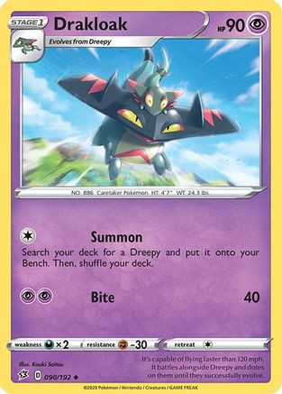 Drakloak 090/192  - Reverse Holofoil SWSH02 Rebel Clash - Uncommon