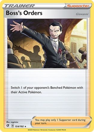 Boss's Orders 154/192  - Reverse Holofoil SWSH02 Rebel Clash - Holo Rare