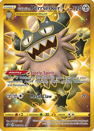 Galarian Perrserker (Secret) 205/192  - Holofoil SWSH02 Rebel Clash - Secret Rare