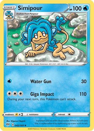 Simipour 042/189  - Reverse Holofoil SWSH03 Darkness Ablaze - Uncommon