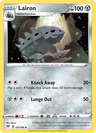 Lairon 122/189  SWSH03 Darkness Ablaze - Uncommon