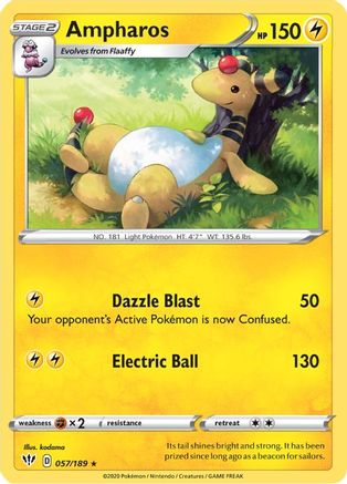 Ampharos 057/189  SWSH03 Darkness Ablaze - Rare