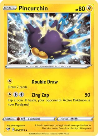 Pincurchin 064/189  - Holofoil SWSH03 Darkness Ablaze - Holo Rare