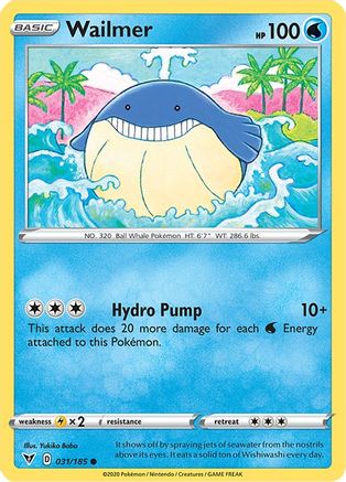 Wailmer 031/185  - Reverse Holofoil SWSH04 Vivid Voltage - Common