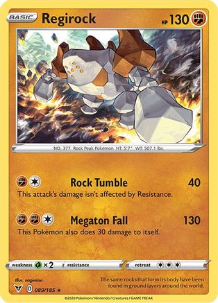 Regirock 089/185  - Reverse Holofoil SWSH04 Vivid Voltage - Holo Rare