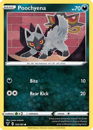 Poochyena 103/185  - Reverse Holofoil SWSH04 Vivid Voltage - Common