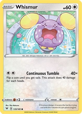 Whismur 135/185  - Reverse Holofoil SWSH04 Vivid Voltage - Common
