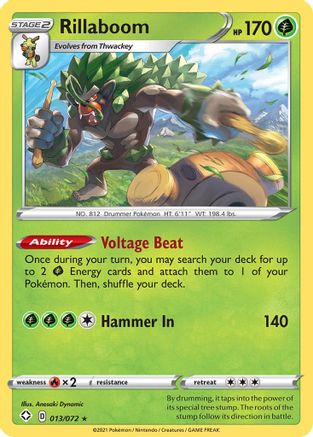 Rillaboom 013/072  - Reverse Holofoil Shining Fates - Holo Rare