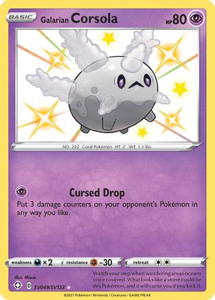 Galarian Corsola SV049/SV122  - Holofoil Shining Fates Shiny Vault - Shiny Holo Rare