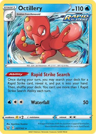 Octillery 037/163  - Reverse Holofoil SWSH05 Battle Styles - Holo Rare