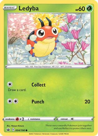 Ledyba 004/198  - Reverse Holofoil SWSH06 Chilling Reign - Common