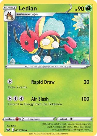 Ledian 005/198  - Reverse Holofoil SWSH06 Chilling Reign - Uncommon