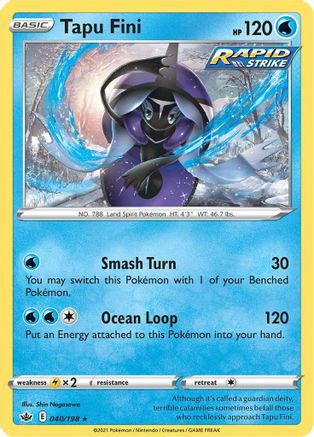 Tapu Fini 040/198  - Reverse Holofoil SWSH06 Chilling Reign - Holo Rare