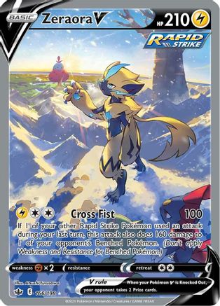 Zeraora V (Alternate Full Art) 166/198  - Holofoil SWSH06 Chilling Reign - Ultra Rare
