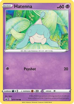 Hatenna 071/198  - Reverse Holofoil SWSH06 Chilling Reign - Common