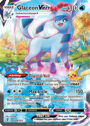Glaceon VMAX (Alternate Art Secret) 209/203  - Holofoil SWSH07 Evolving Skies - Secret Rare