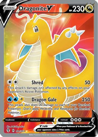 Dragonite V (Full Art) 191/203  - Holofoil SWSH07 Evolving Skies - Ultra Rare
