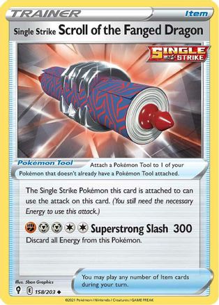 Single Strike Scroll of the Fanged Dragon 158/203  - Reverse Holofoil SWSH07 Evolving Skies - Uncommon