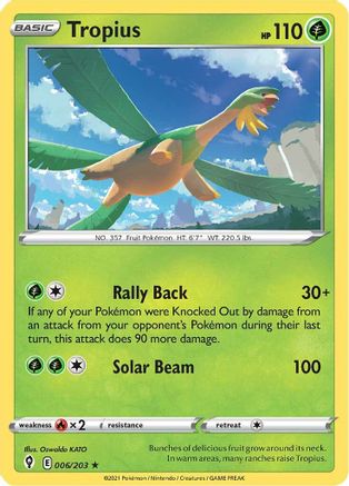 Tropius 006/203  SWSH07 Evolving Skies - Rare