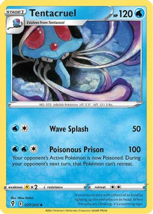 Tentacruel 027/203  SWSH07 Evolving Skies - Uncommon