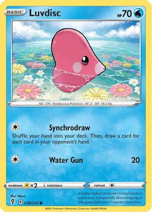 Luvdisc 039/203  - Reverse Holofoil SWSH07 Evolving Skies - Common