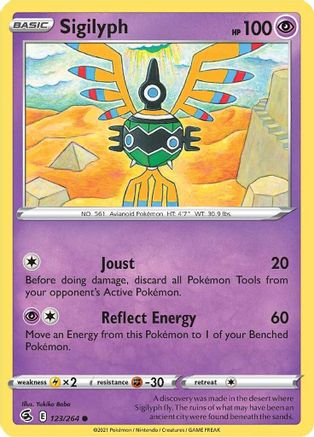 Sigilyph 123/264  - Reverse Holofoil SWSH08 Fusion Strike - Common