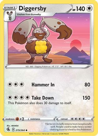 Diggersby 215/264  SWSH08 Fusion Strike - Uncommon