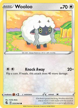Wooloo (222) 222/264  - Reverse Holofoil SWSH08 Fusion Strike - Common