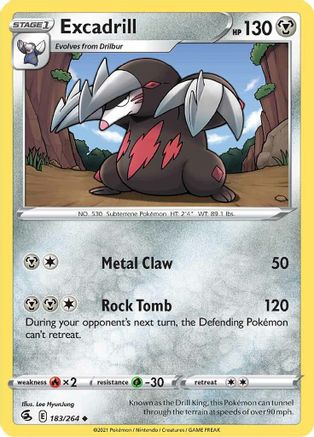 Excadrill 183/264  - Reverse Holofoil SWSH08 Fusion Strike - Uncommon