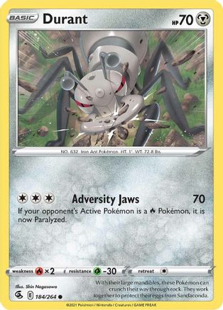 Durant 184/264  - Reverse Holofoil SWSH08 Fusion Strike - Common