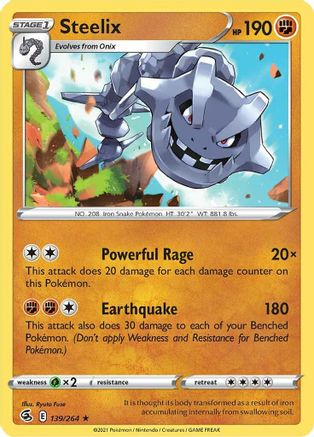 Steelix 139/264  - Reverse Holofoil SWSH08 Fusion Strike - Holo Rare