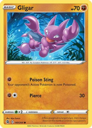 Gligar 140/264  - Reverse Holofoil SWSH08 Fusion Strike - Common