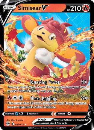Simisear V 027/172  - Holofoil SWSH09 Brilliant Stars - Ultra Rare