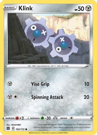 Klink 102/172  - Reverse Holofoil SWSH09 Brilliant Stars - Common