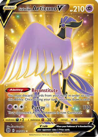 Galarian Articuno V (Secret) 181/172  - Holofoil SWSH09 Brilliant Stars - Secret Rare