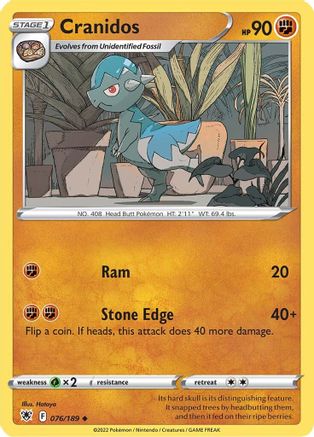 Cranidos 076/189  SWSH10 Astral Radiance - Uncommon