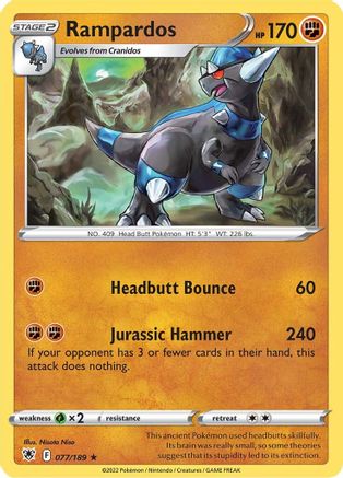 Rampardos 077/189  - Holofoil SWSH10 Astral Radiance - Holo Rare