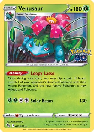 Venusaur 003/078  - Reverse Holofoil Pokemon GO - Holo Rare