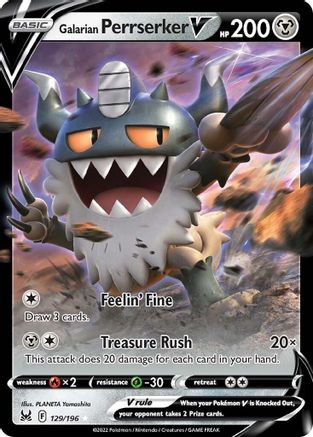 Galarian Perrserker V 129/196  - Holofoil SWSH11 Lost Origin - Ultra Rare